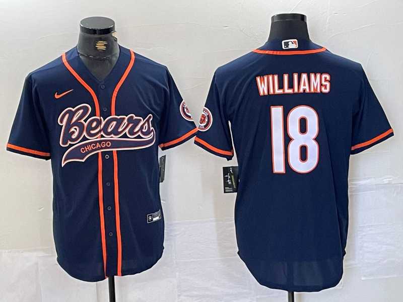 Men's Chicago Bears #18 Caleb Williams Navy BlueWith Patch Cool Base Stitched Baseball Jersey,We sell and wholesale Men's Chicago Bears #18 Caleb Williams Navy BlueWith Patch Cool Base Stitched Baseball Jersey on line form chian!